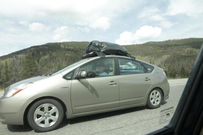 Me in my Prius going over the Rocky Mountains!!
